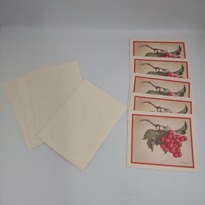 New 5 SIGNED KIt Shoop Cranberries Botanical Watercolor Note cards w/ Envelopes